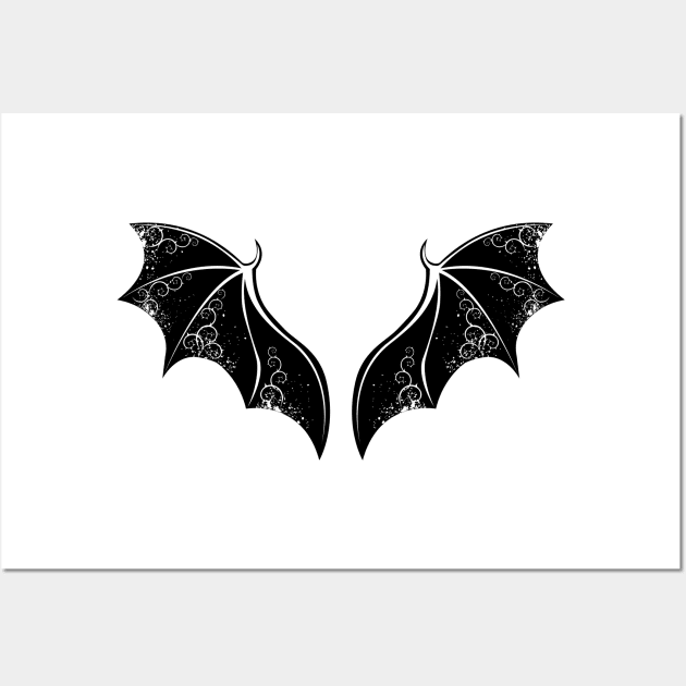 Black Dragon Wings ( Black Tattoo Wings ) Wall Art by Blackmoon9